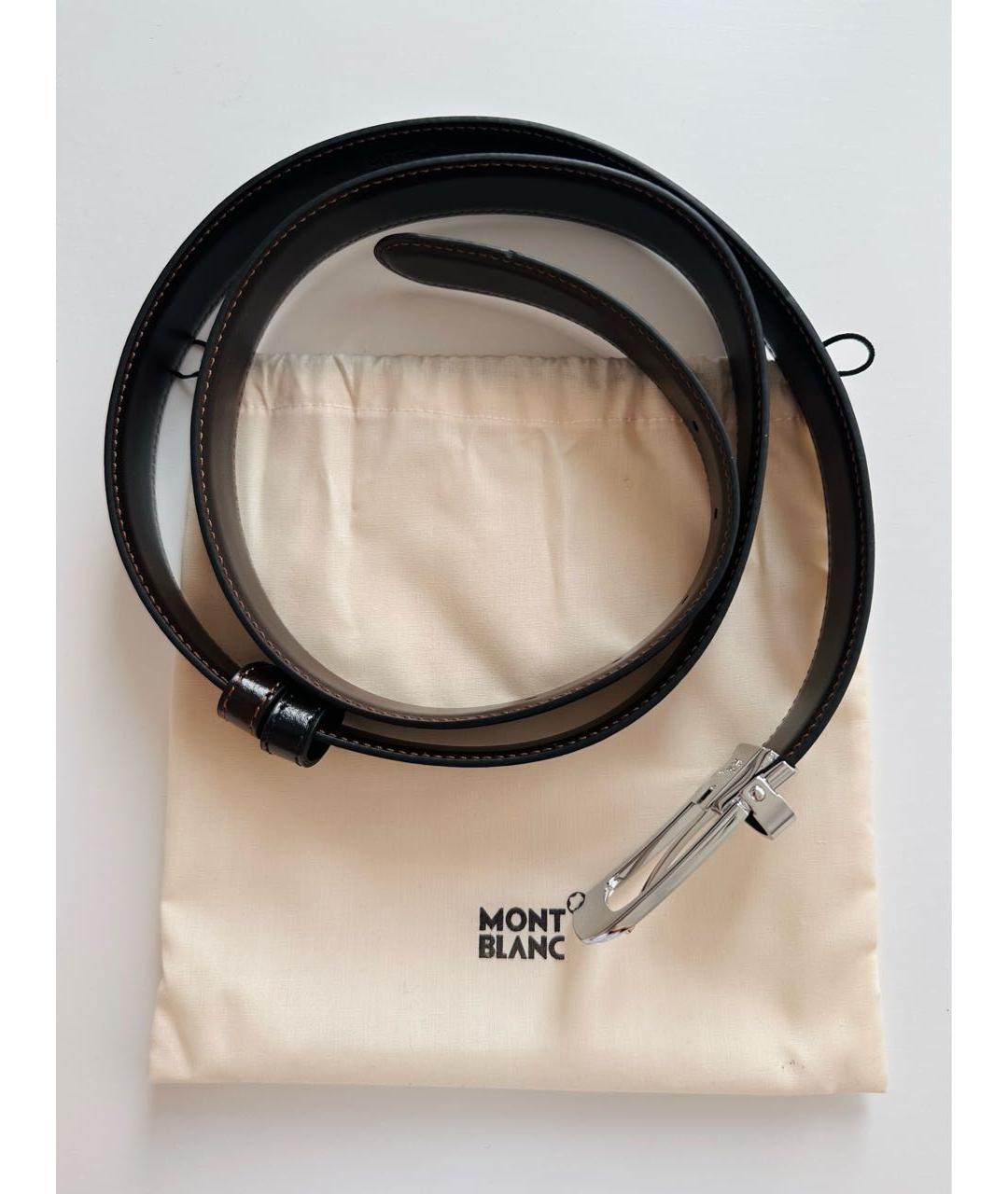 MONTBLANC Черный кожаный ремень, фото 4