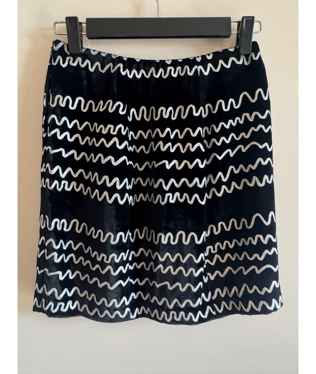 EMPORIO ARMANI Черная бархатная юбка мини, фото 2