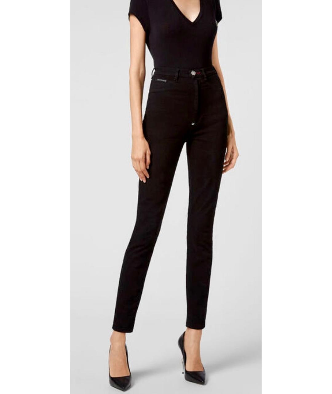 PHILIPP PLEIN Черные хлопко-эластановые джинсы слим, фото 5