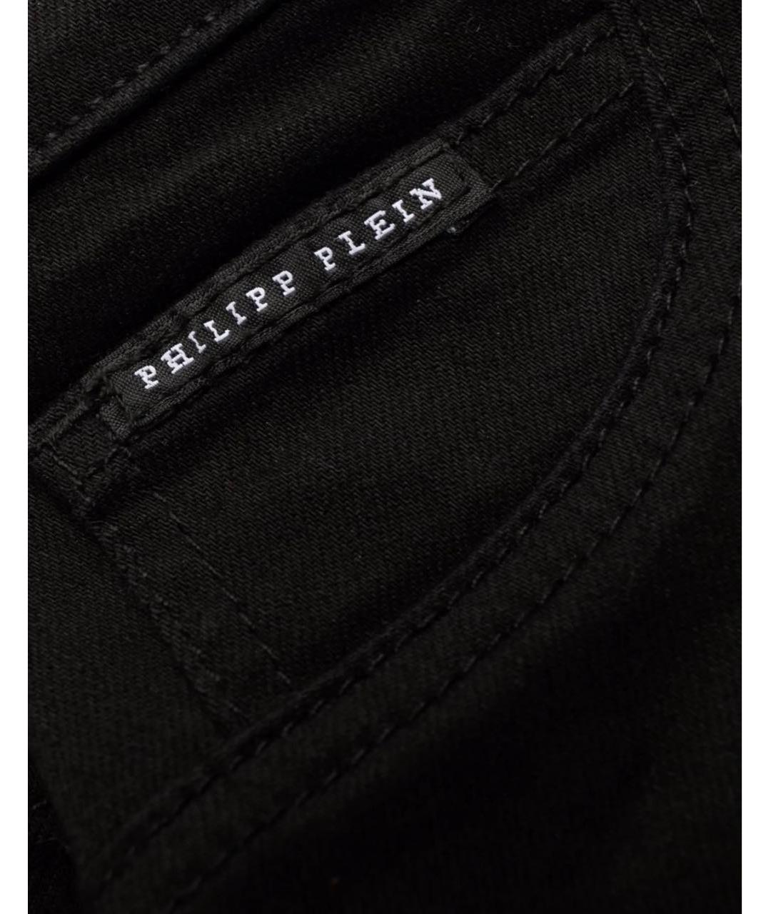 PHILIPP PLEIN Черные хлопко-эластановые джинсы слим, фото 3