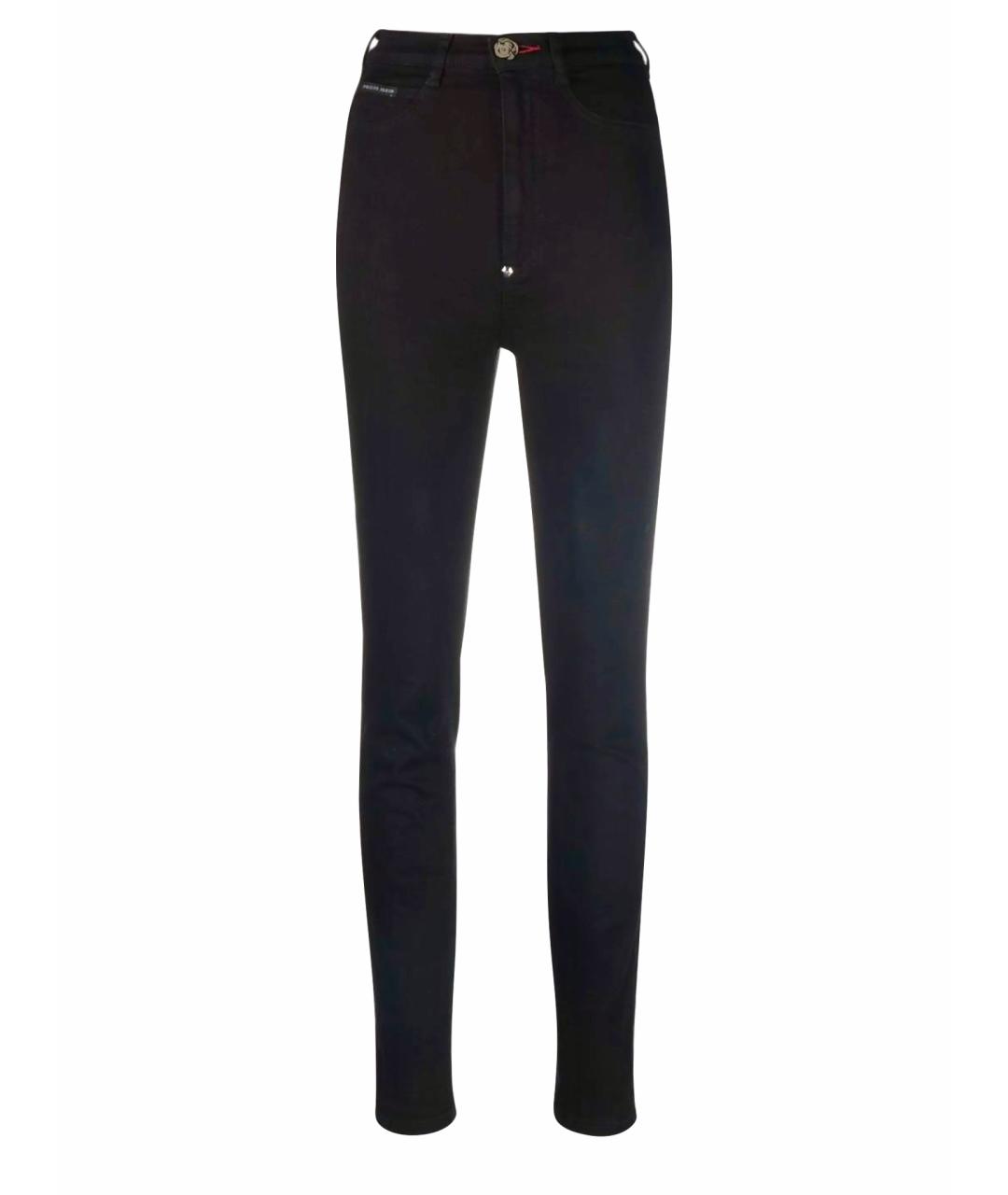 PHILIPP PLEIN Черные хлопко-эластановые джинсы слим, фото 1