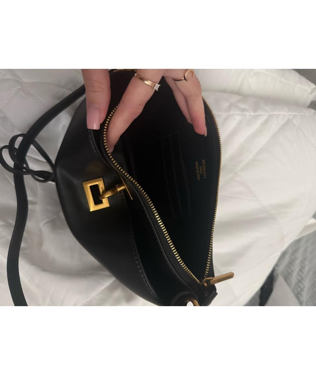 BALENCIAGA Черная кожаная сумка через плечо, фото 4