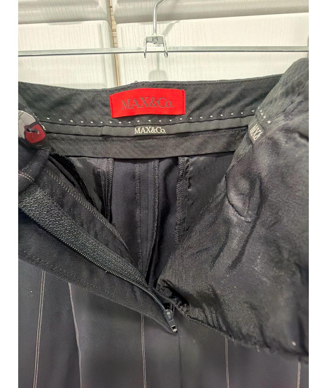 MAX&CO Темно-синие шерстяные прямые брюки, фото 3