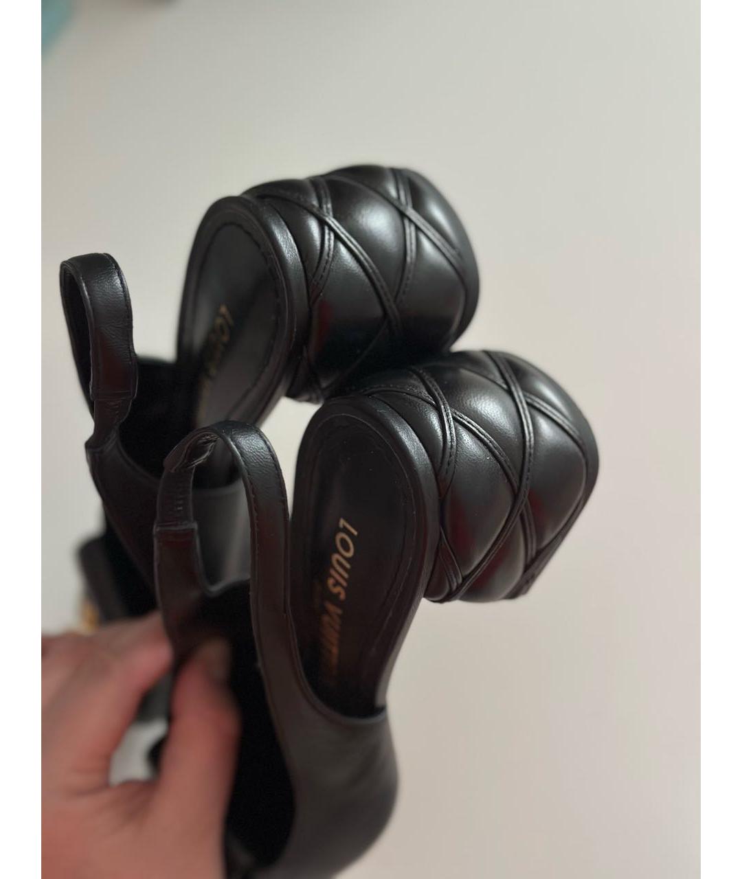 LOUIS VUITTON Черные кожаные мюли, фото 6