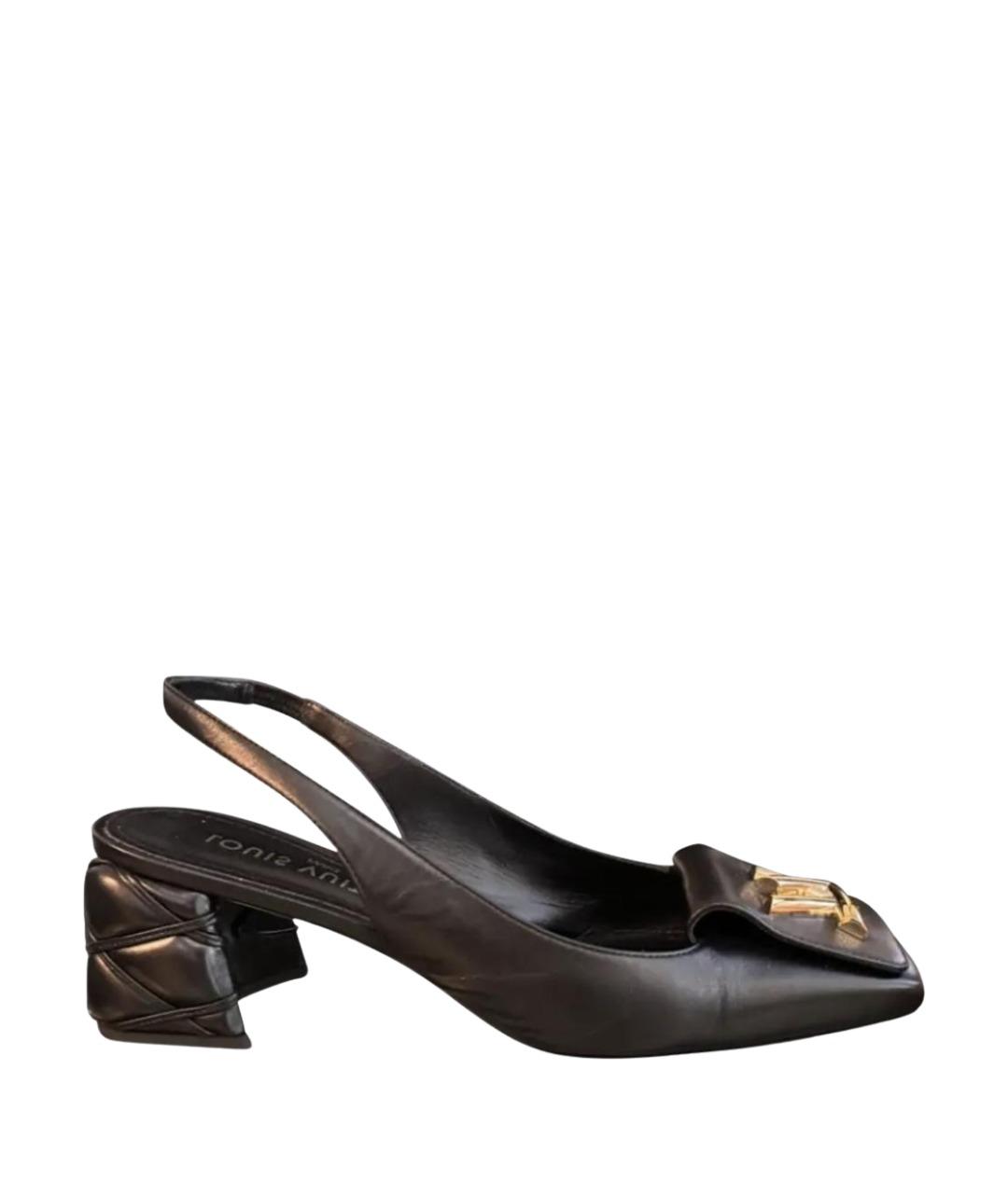 LOUIS VUITTON Черные кожаные мюли, фото 1