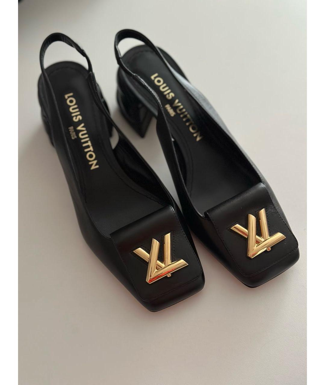 LOUIS VUITTON Черные кожаные мюли, фото 7