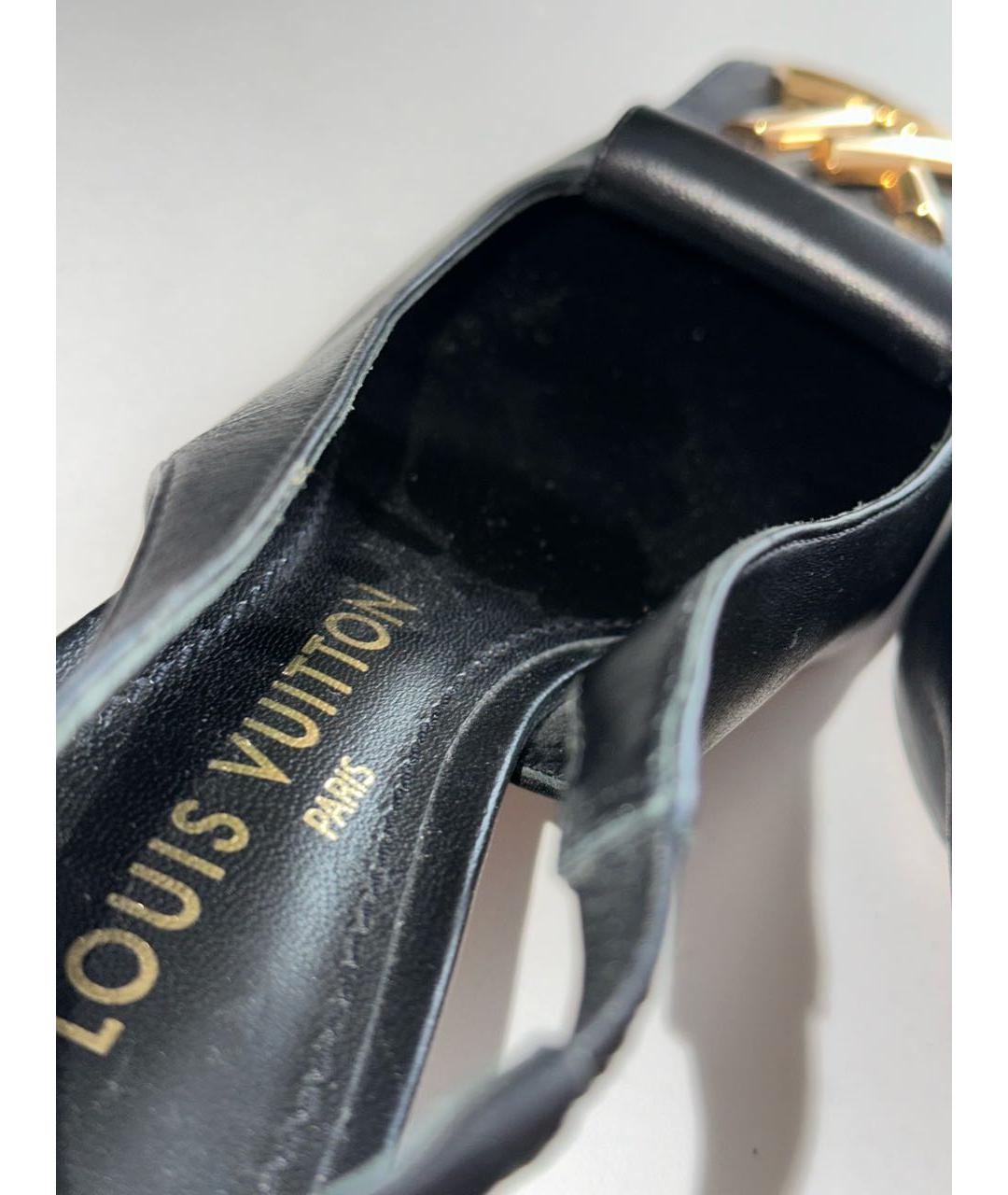 LOUIS VUITTON Черные кожаные мюли, фото 4