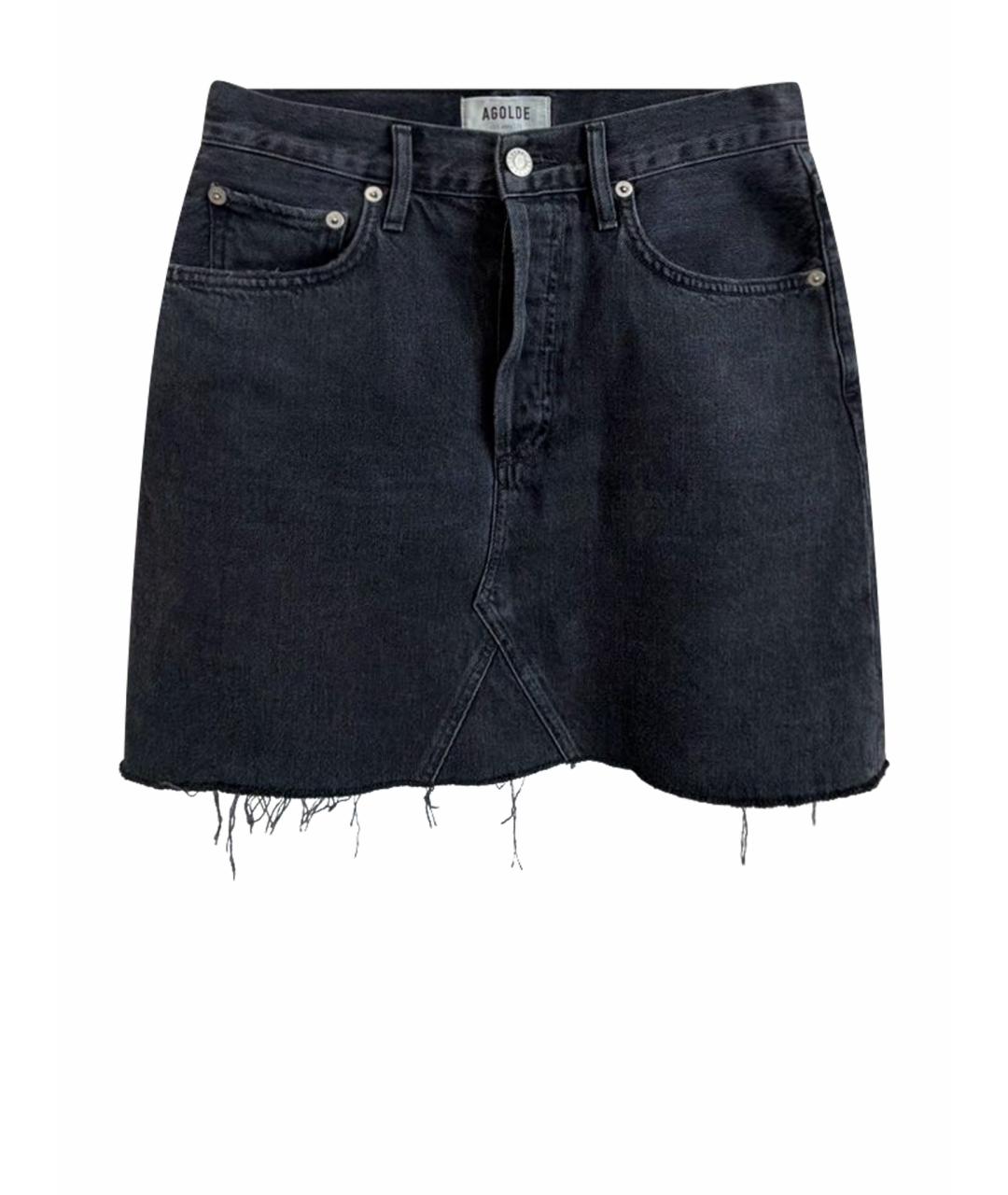 AGOLDE Антрацитовая хлопковая юбка мини, фото 1