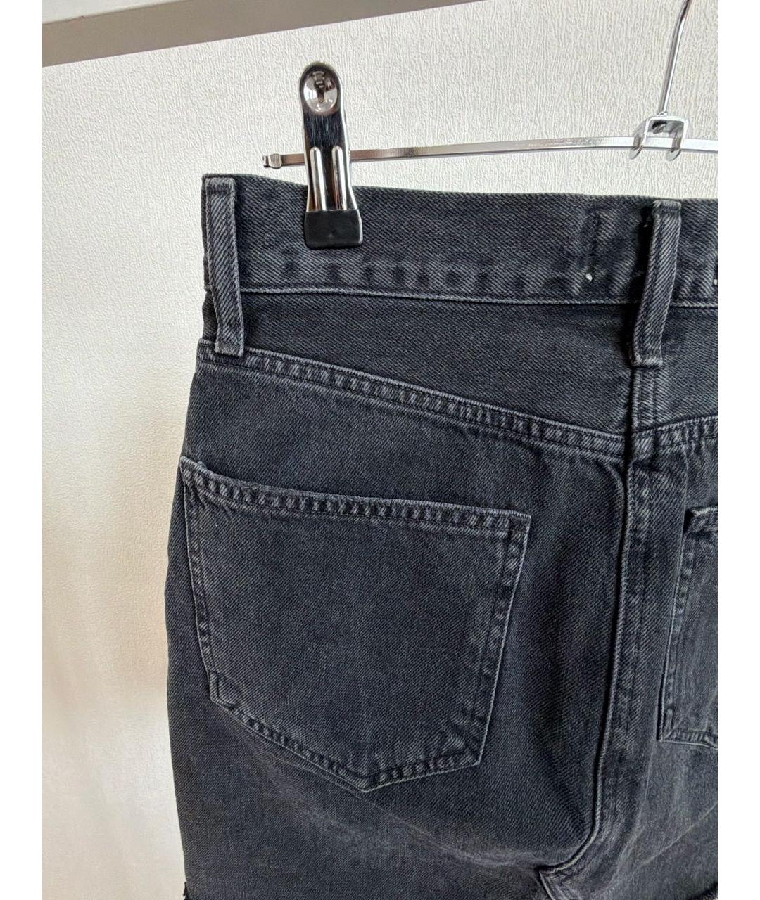 AGOLDE Антрацитовая хлопковая юбка мини, фото 3