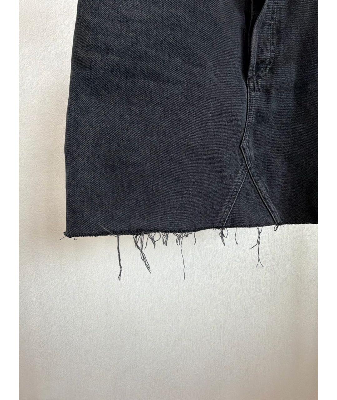 AGOLDE Антрацитовая хлопковая юбка мини, фото 4