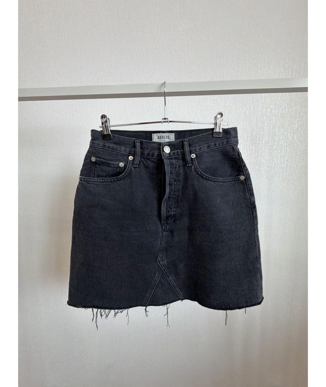 AGOLDE Антрацитовая хлопковая юбка мини, фото 5