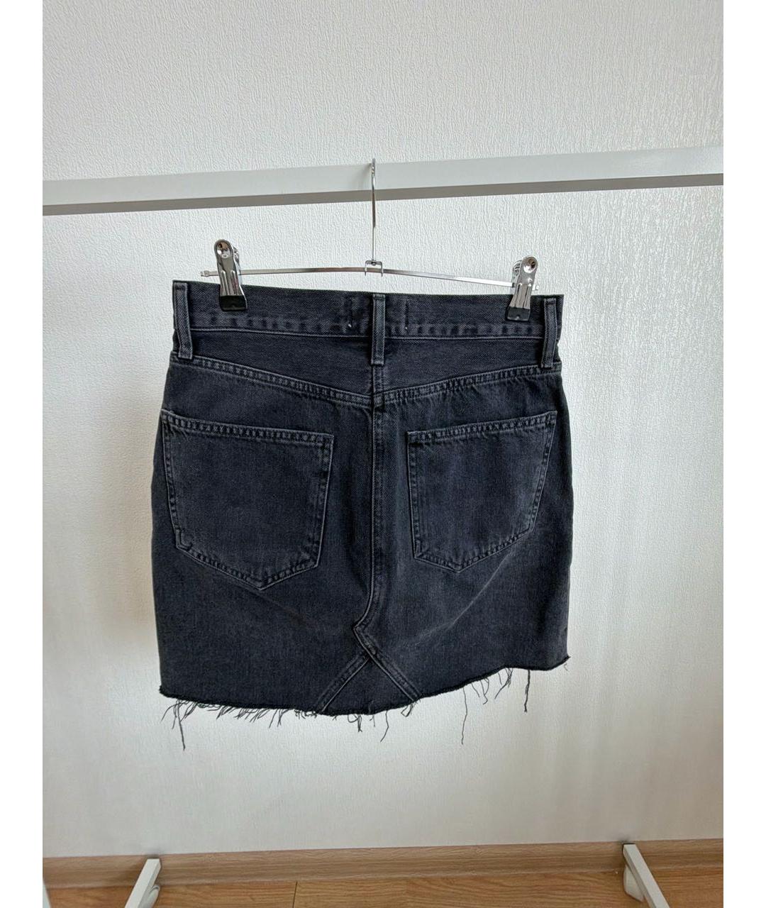 AGOLDE Антрацитовая хлопковая юбка мини, фото 2