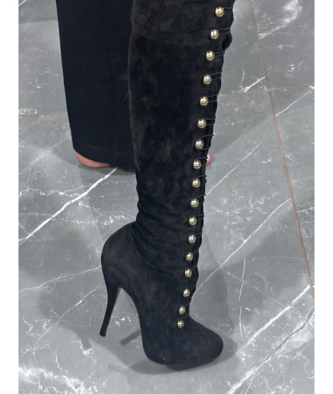 CHRISTIAN LOUBOUTIN Черные замшевые ботфорты, фото 3