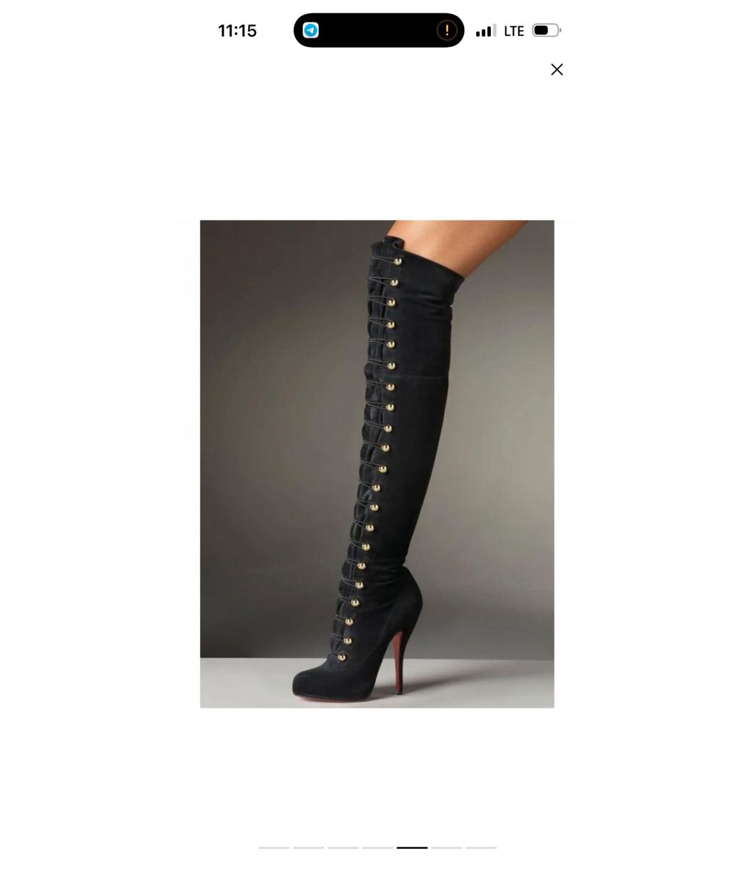 CHRISTIAN LOUBOUTIN Черные замшевые ботфорты, фото 5