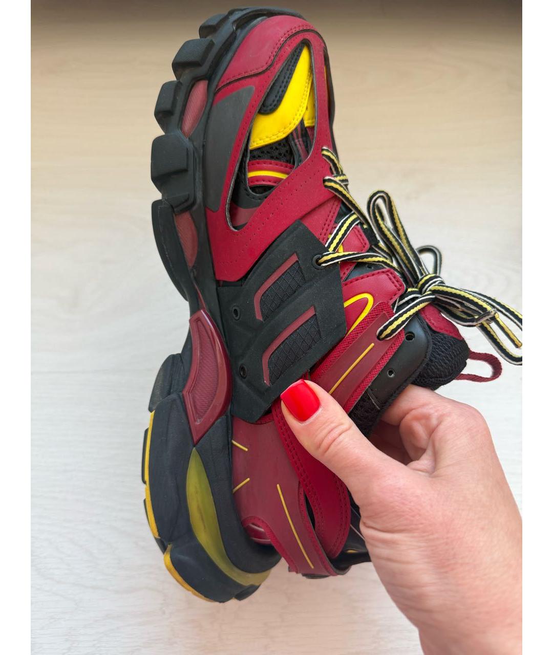 BALENCIAGA Красные кожаные низкие кроссовки / кеды, фото 3