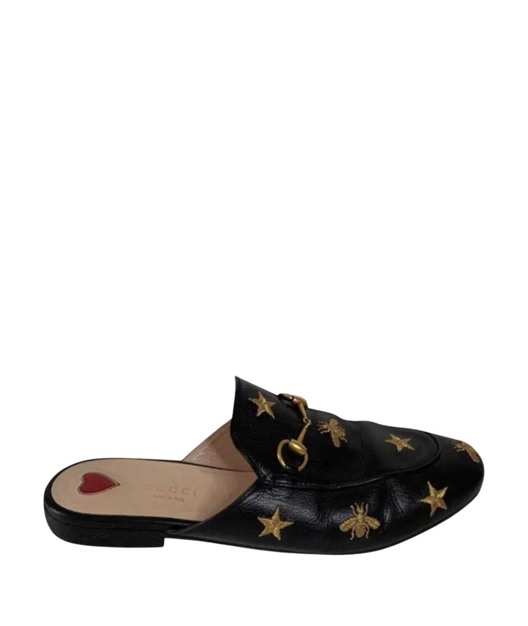 GUCCI Черные кожаные мюли, фото 1