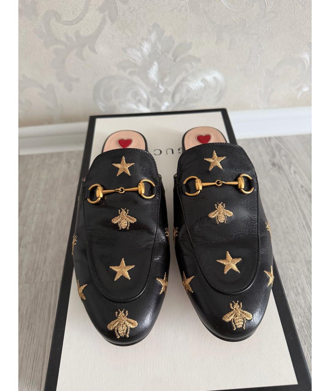 GUCCI Черные кожаные мюли, фото 3