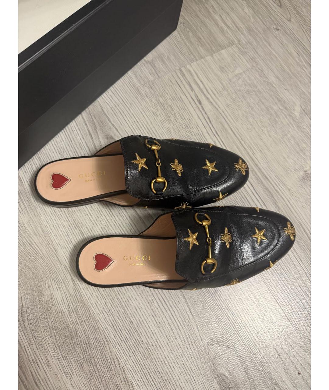 GUCCI Черные кожаные мюли, фото 2