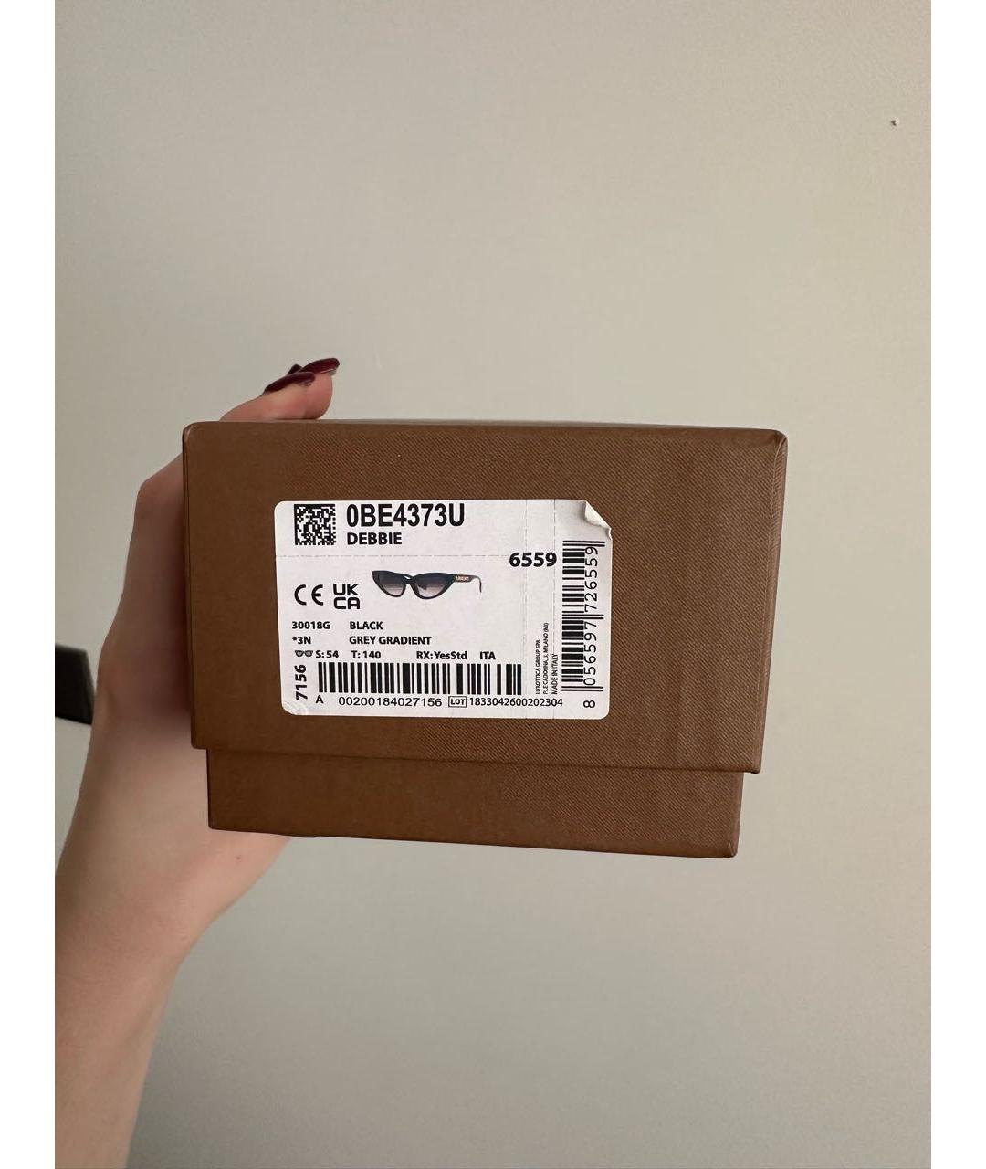 BURBERRY Черные пластиковые солнцезащитные очки, фото 5