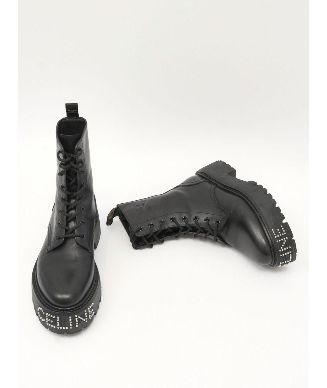 CELINE Черные кожаные ботинки, фото 8