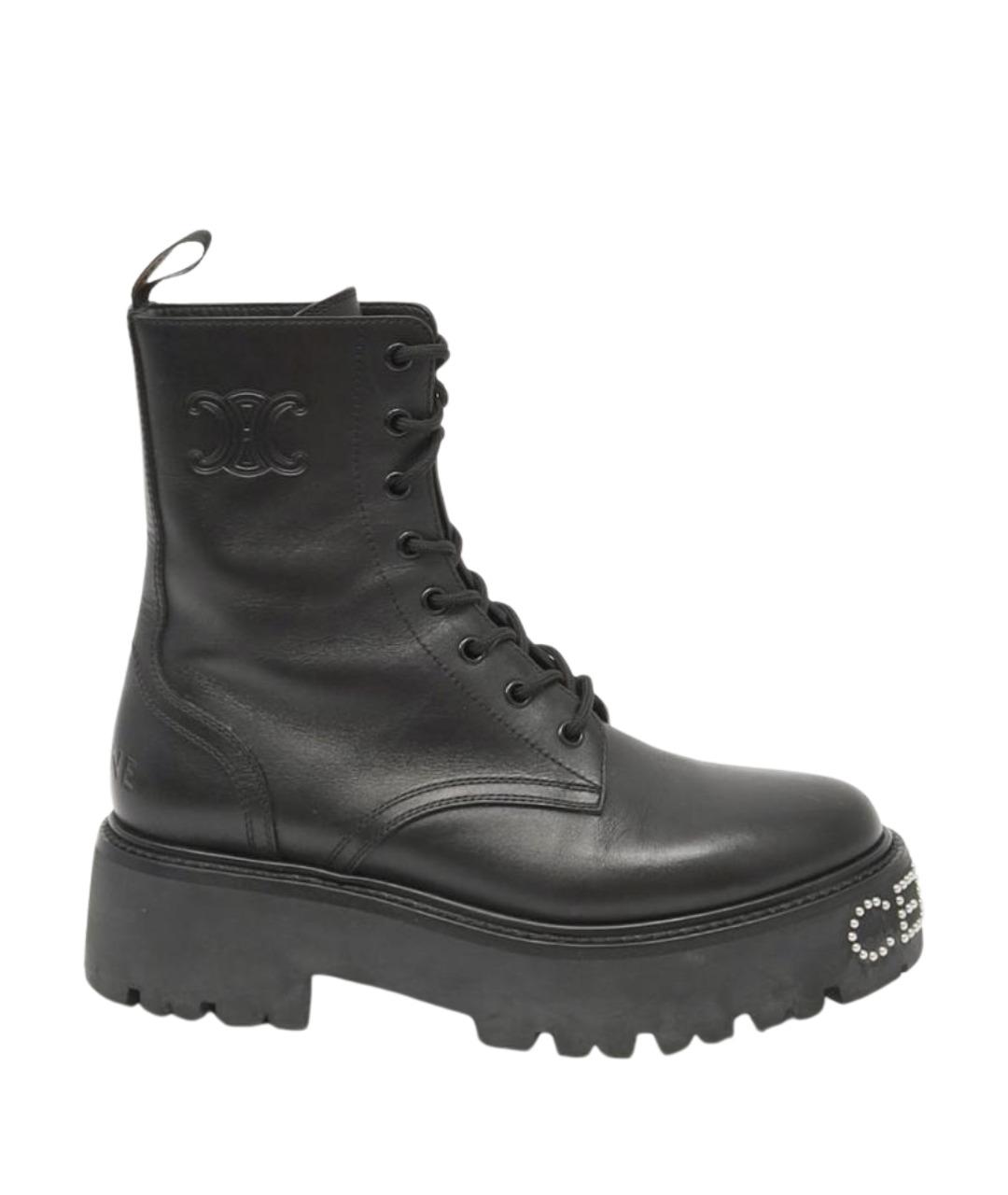 CELINE Черные кожаные ботинки, фото 1