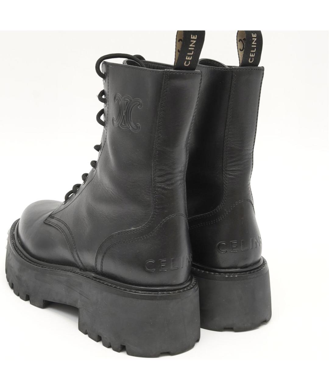 CELINE Черные кожаные ботинки, фото 4