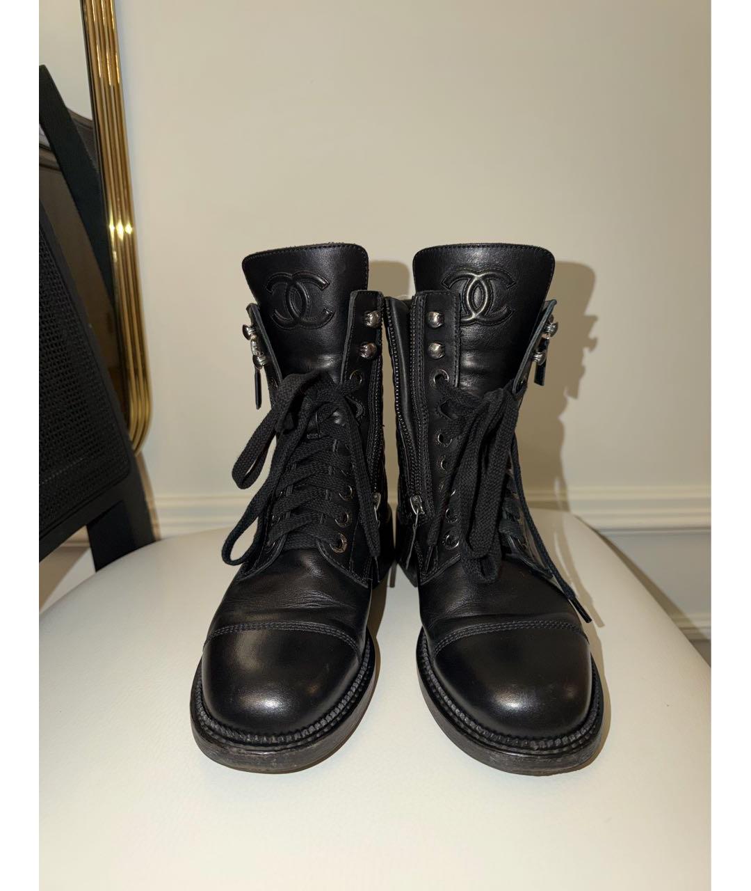 CHANEL Черные кожаные ботинки, фото 2