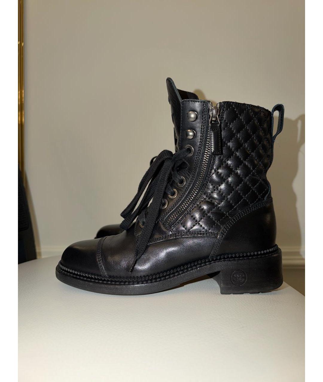 CHANEL Черные кожаные ботинки, фото 5