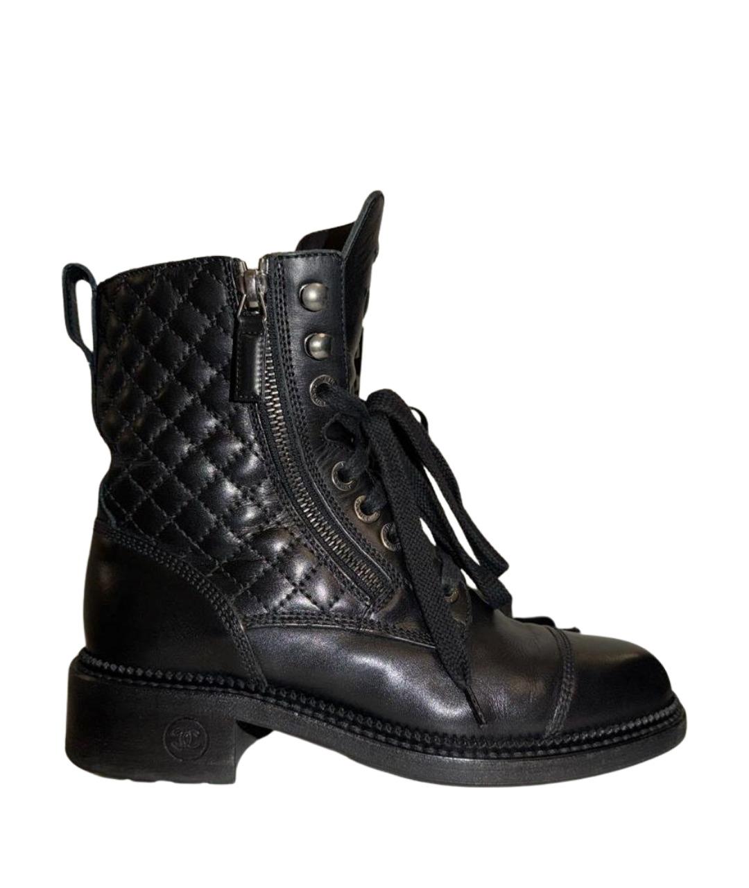 CHANEL Черные кожаные ботинки, фото 1
