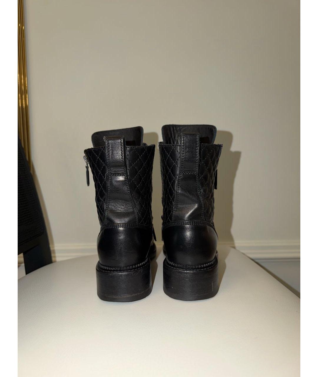CHANEL Черные кожаные ботинки, фото 4