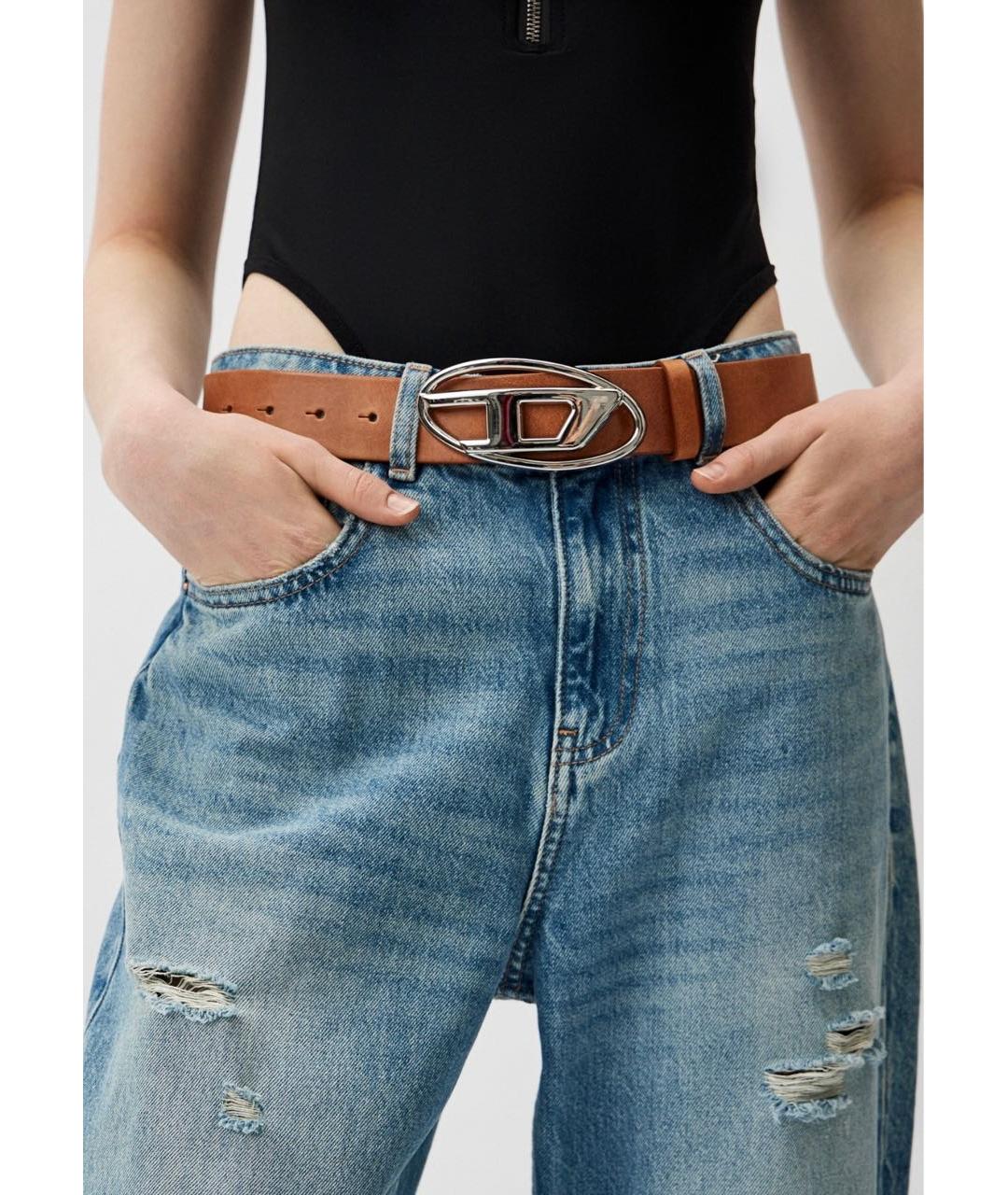 DIESEL Коричневый кожаный ремень, фото 4