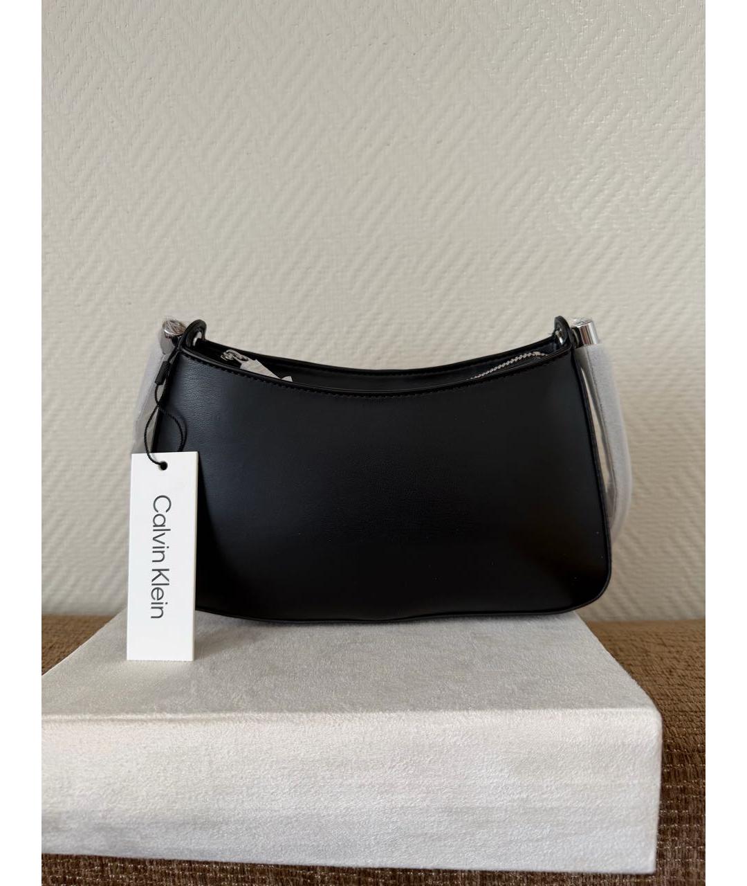 CALVIN KLEIN Черная сумка через плечо из искусственной кожи, фото 7