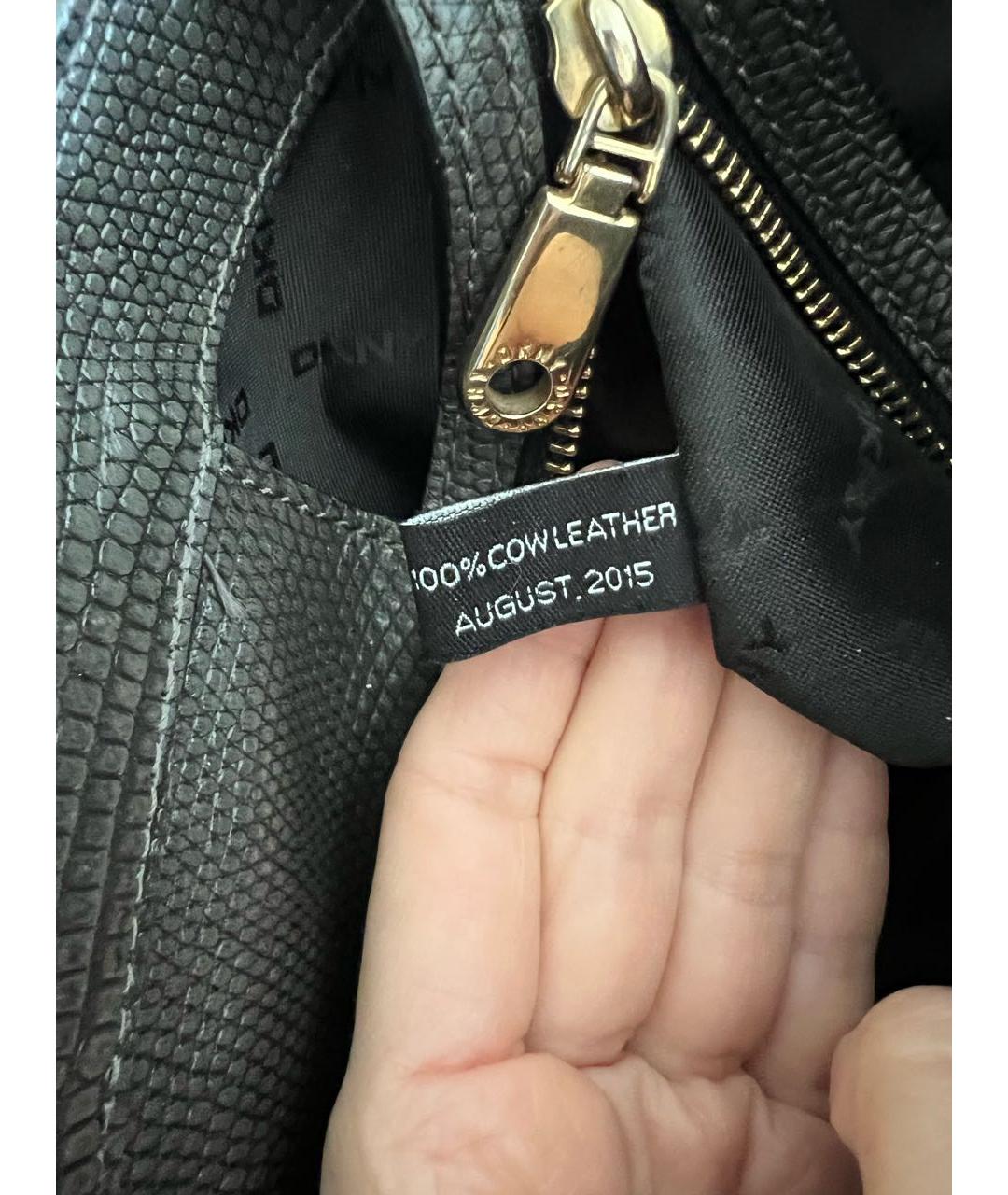 DKNY Черная кожаная сумка тоут, фото 8