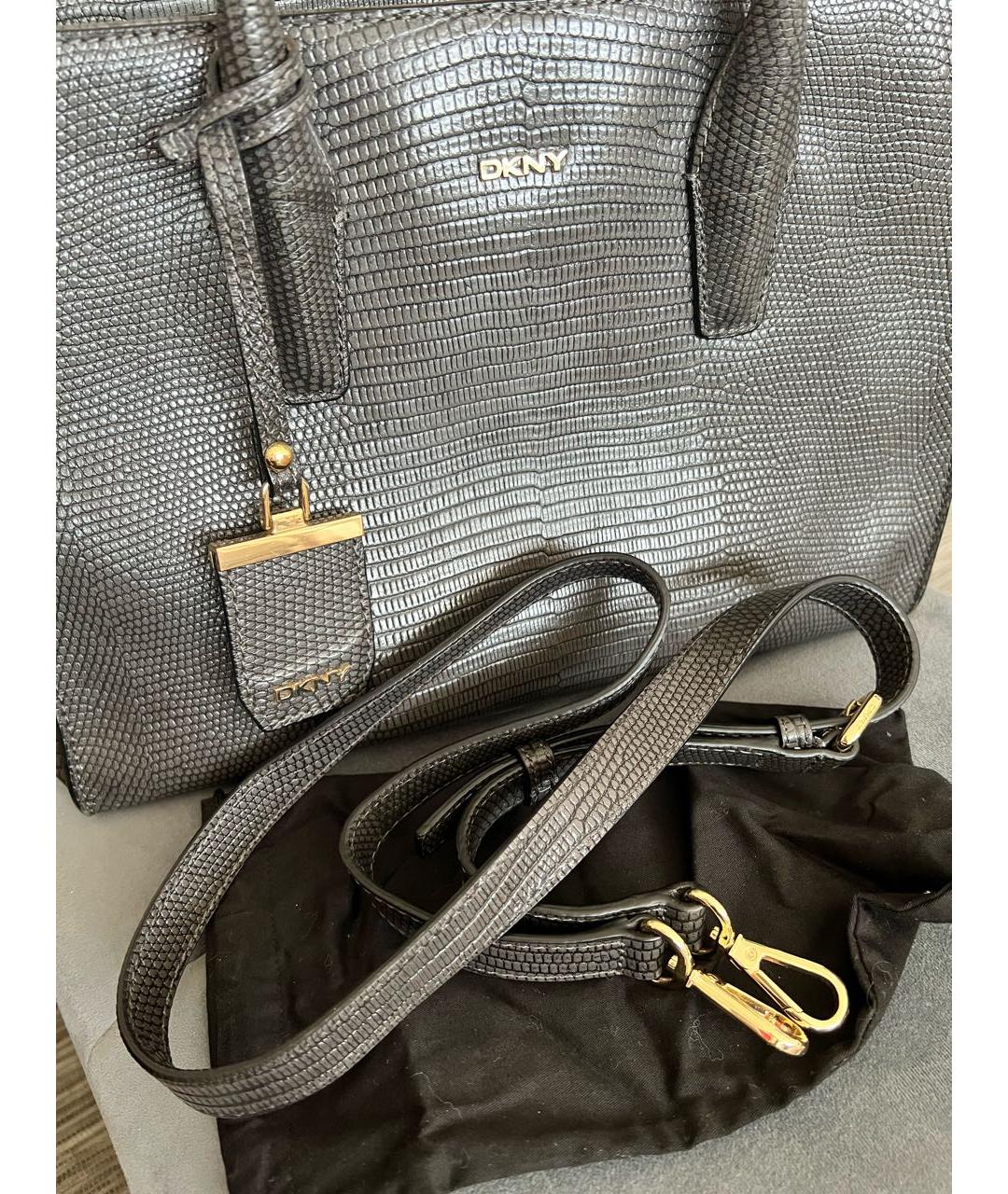 DKNY Черная кожаная сумка тоут, фото 2