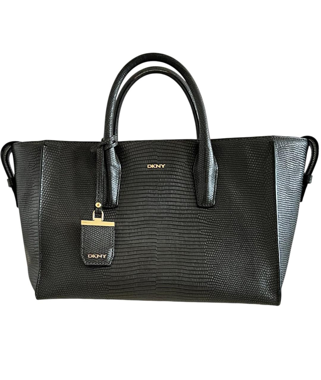 DKNY Черная кожаная сумка тоут, фото 9