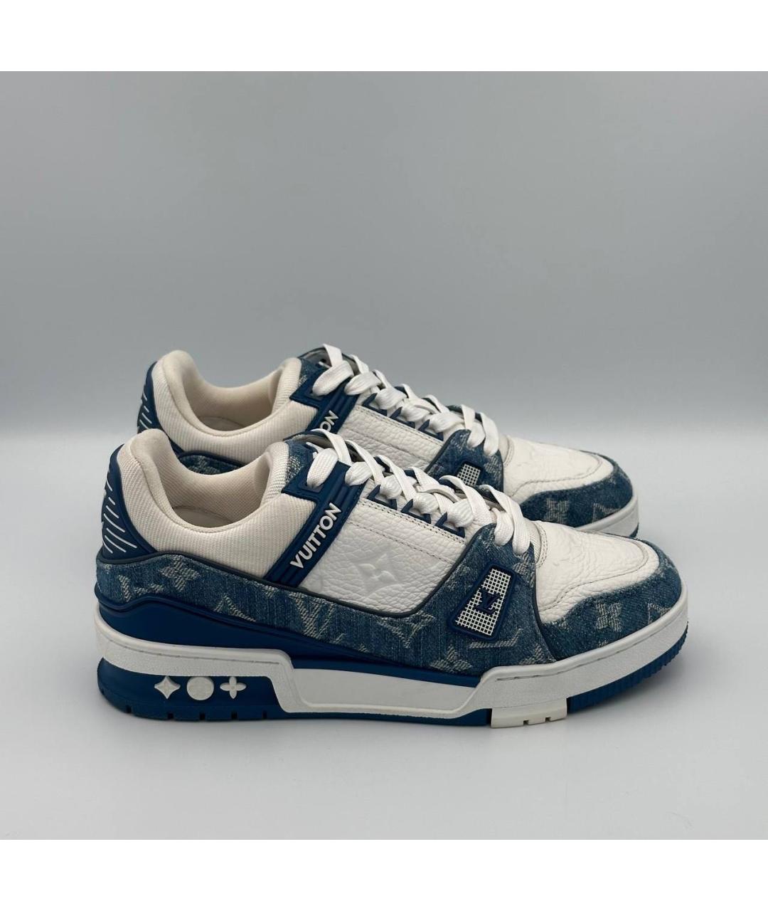 LOUIS VUITTON Синие кожаные кроссовки, фото 6