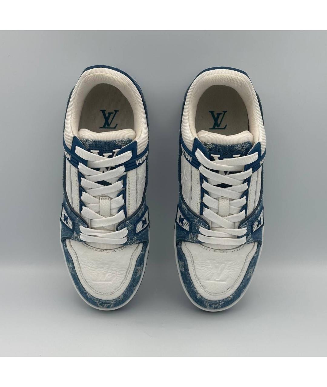 LOUIS VUITTON Синие кожаные кроссовки, фото 4