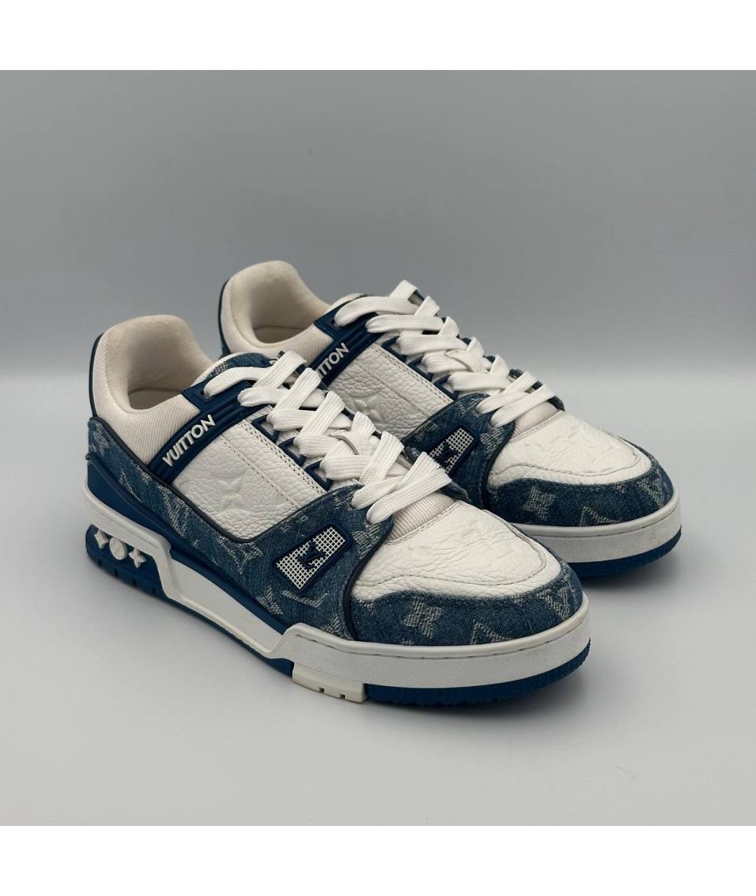LOUIS VUITTON Синие кожаные кроссовки, фото 2
