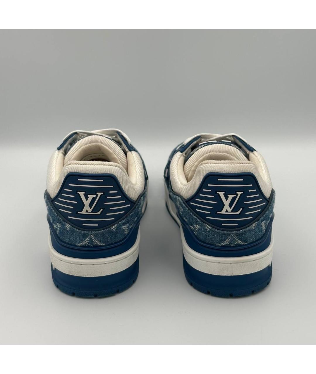LOUIS VUITTON Синие кожаные кроссовки, фото 5