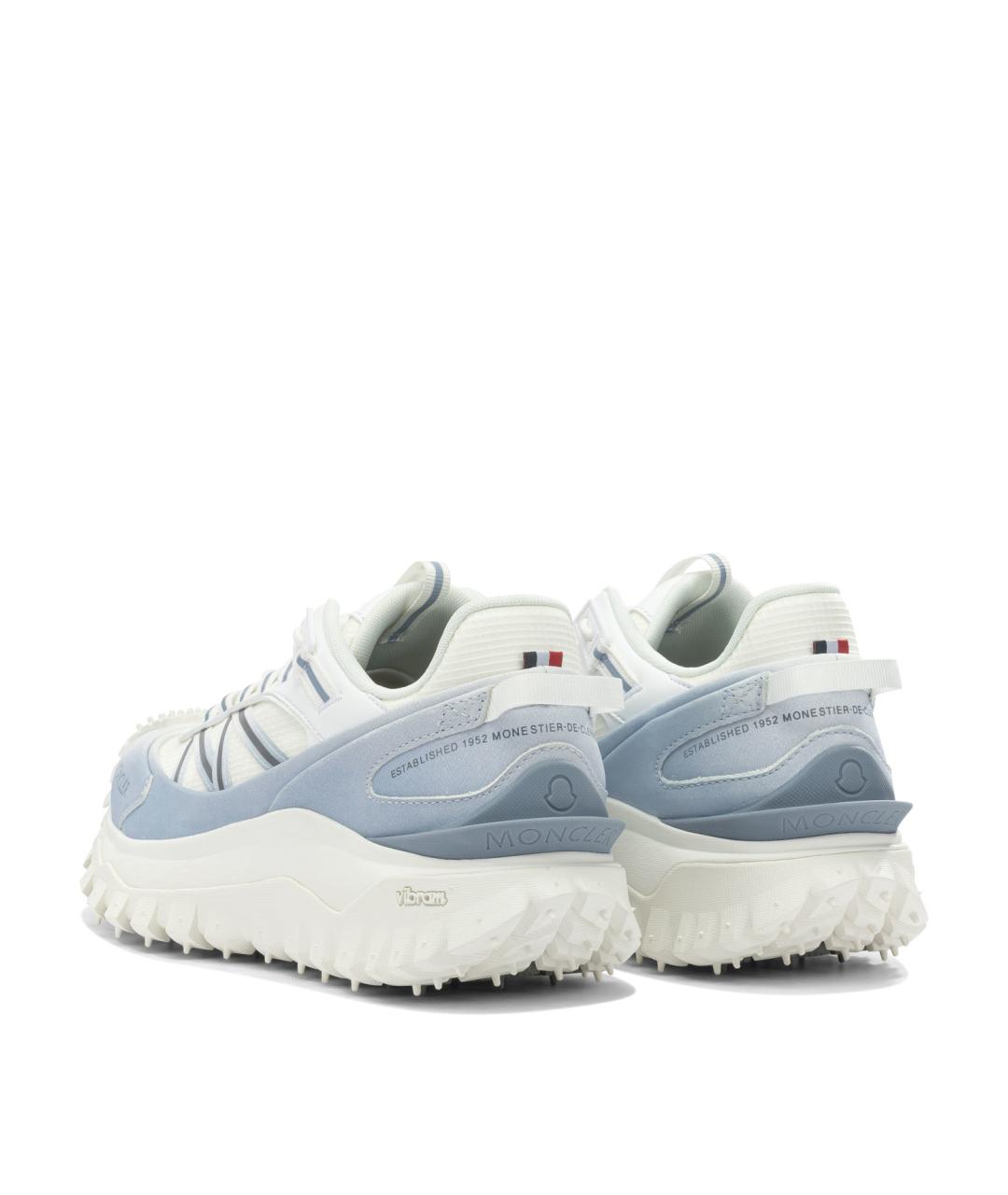 MONCLER Белые текстильные низкие кроссовки / кеды, фото 4