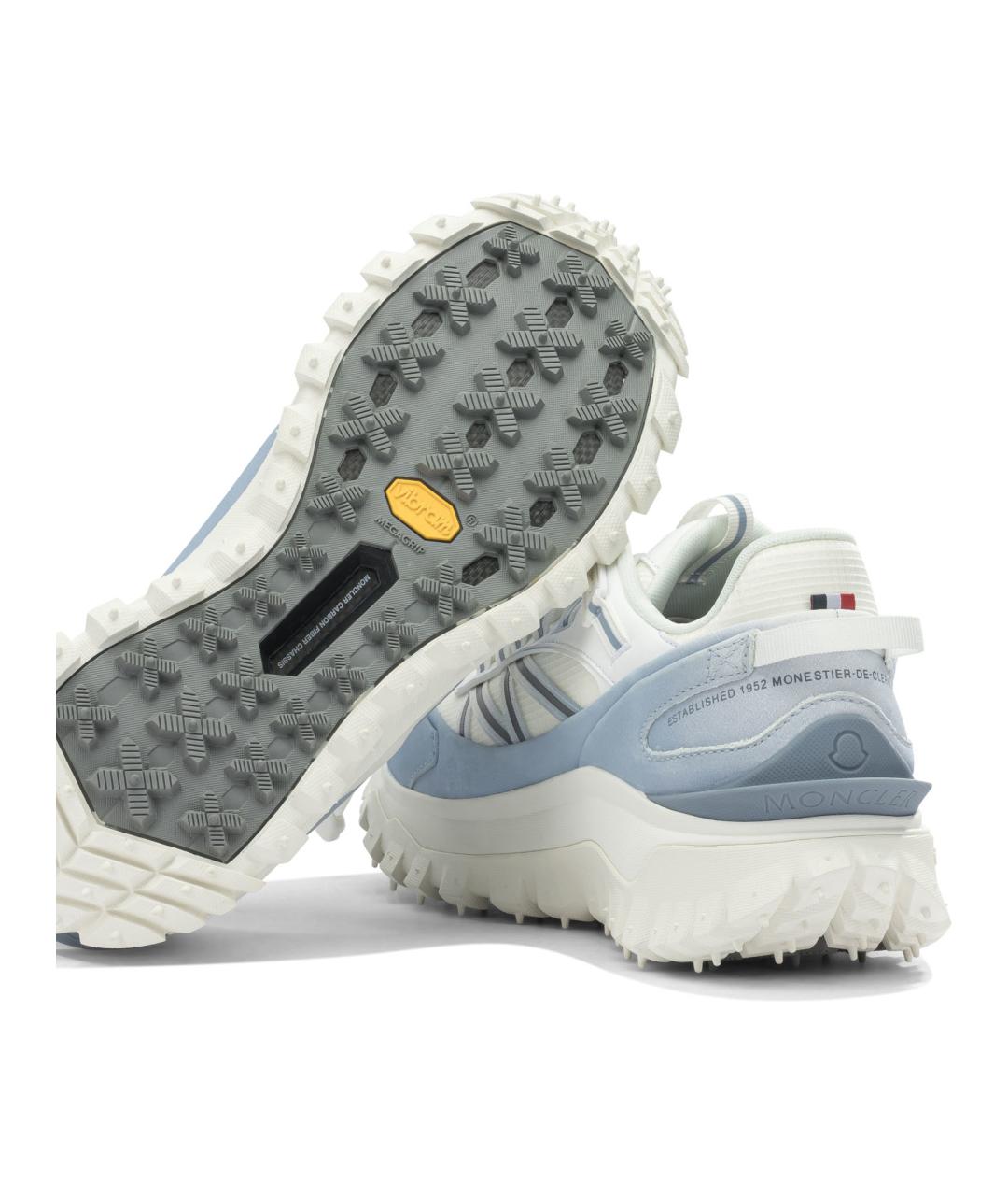 MONCLER Белые текстильные низкие кроссовки / кеды, фото 5