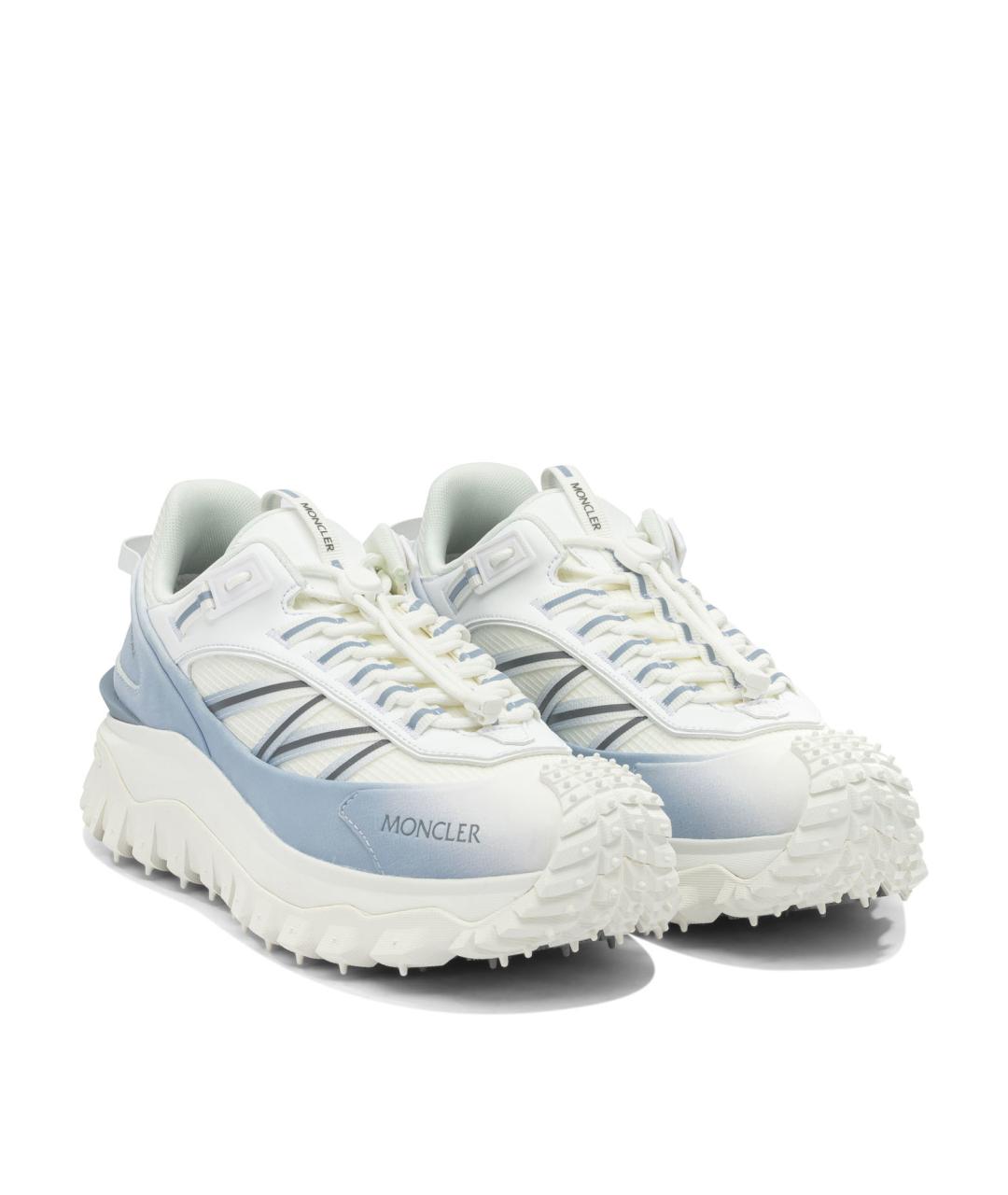 MONCLER Белые текстильные низкие кроссовки / кеды, фото 2