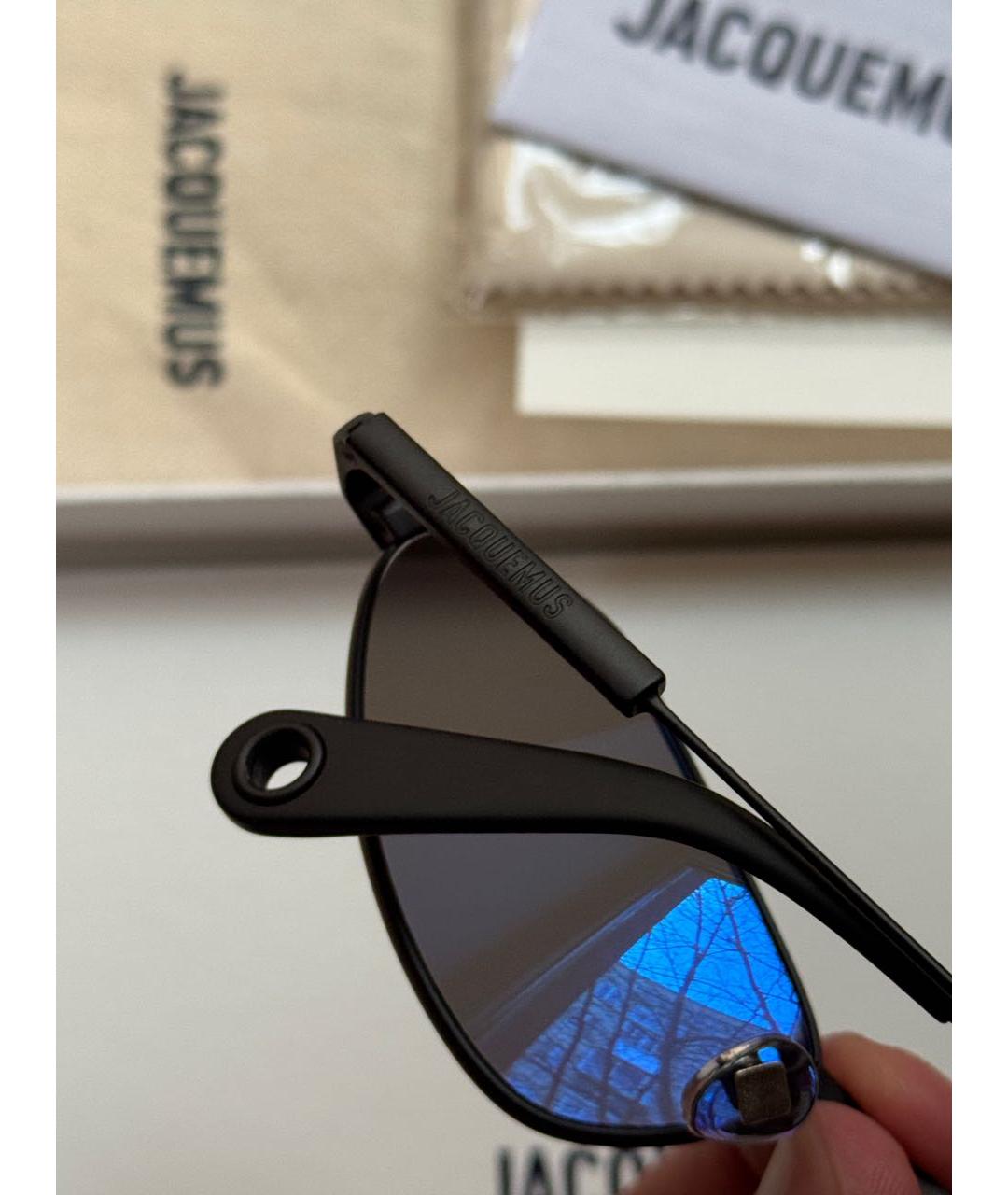 JACQUEMUS Черные металлические солнцезащитные очки, фото 6