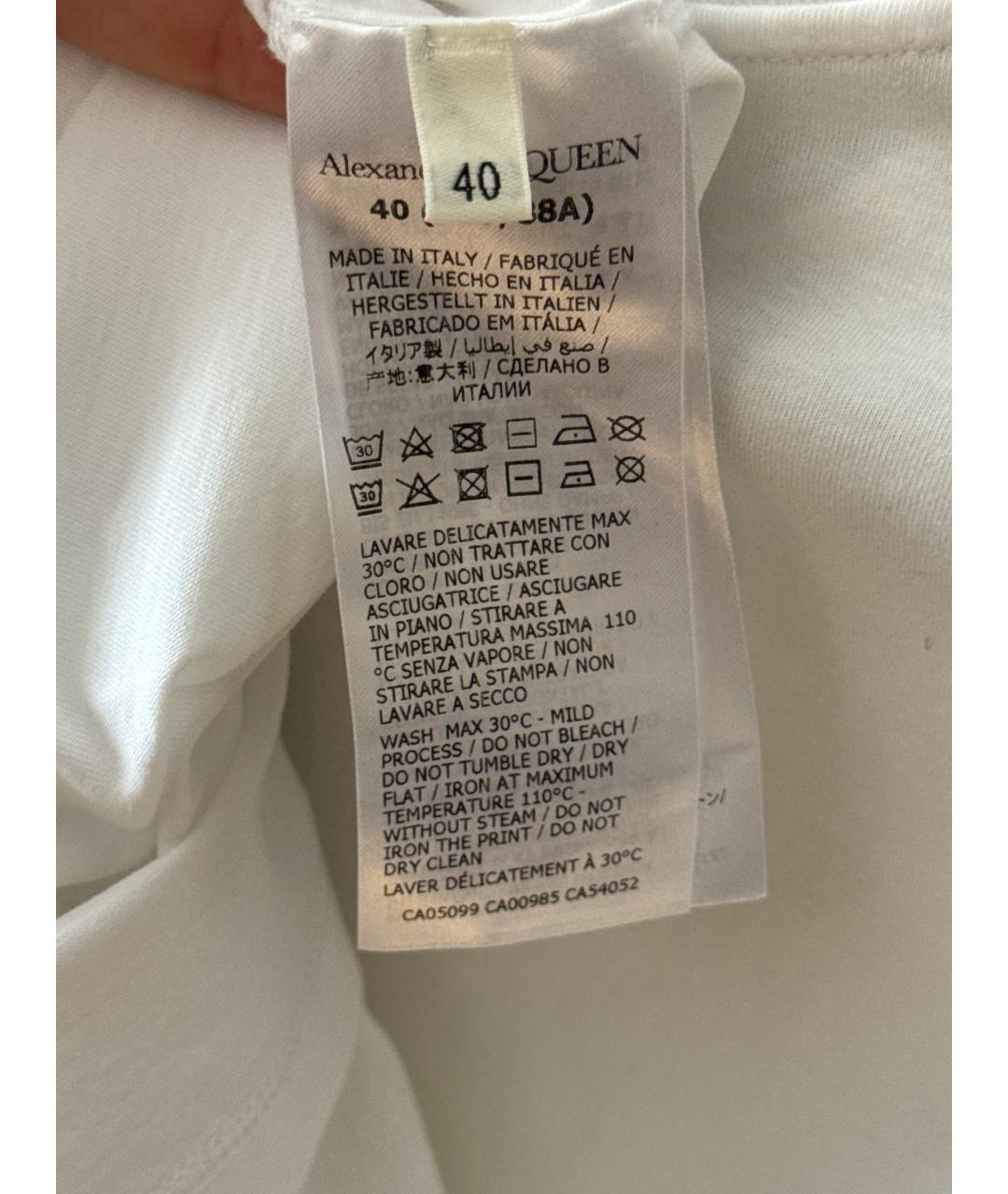 ALEXANDER MCQUEEN Белая хлопковая футболка, фото 4