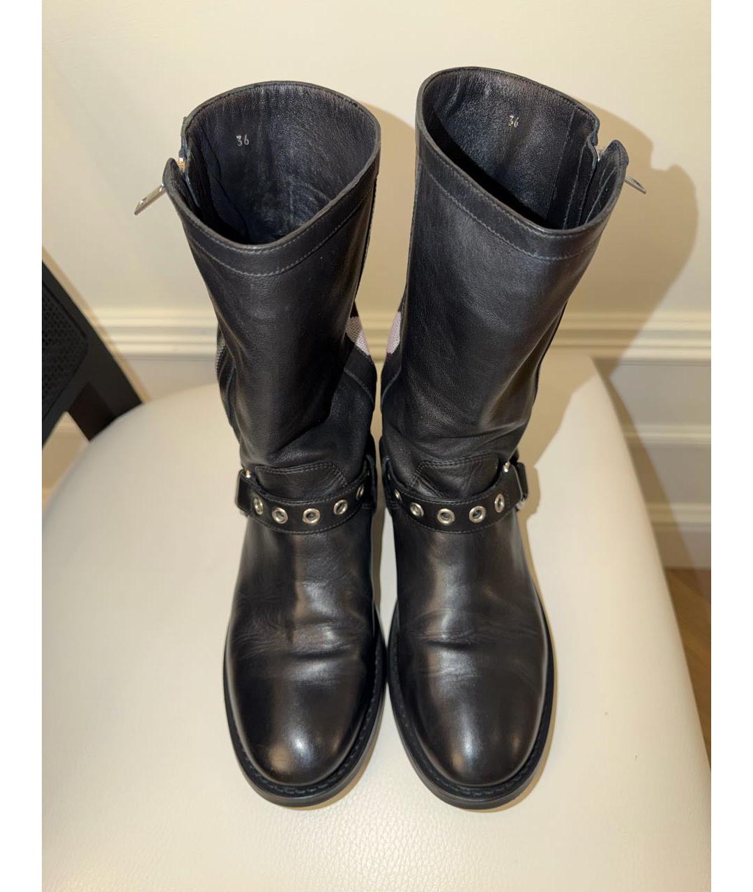 BURBERRY Черные кожаные ботинки, фото 3