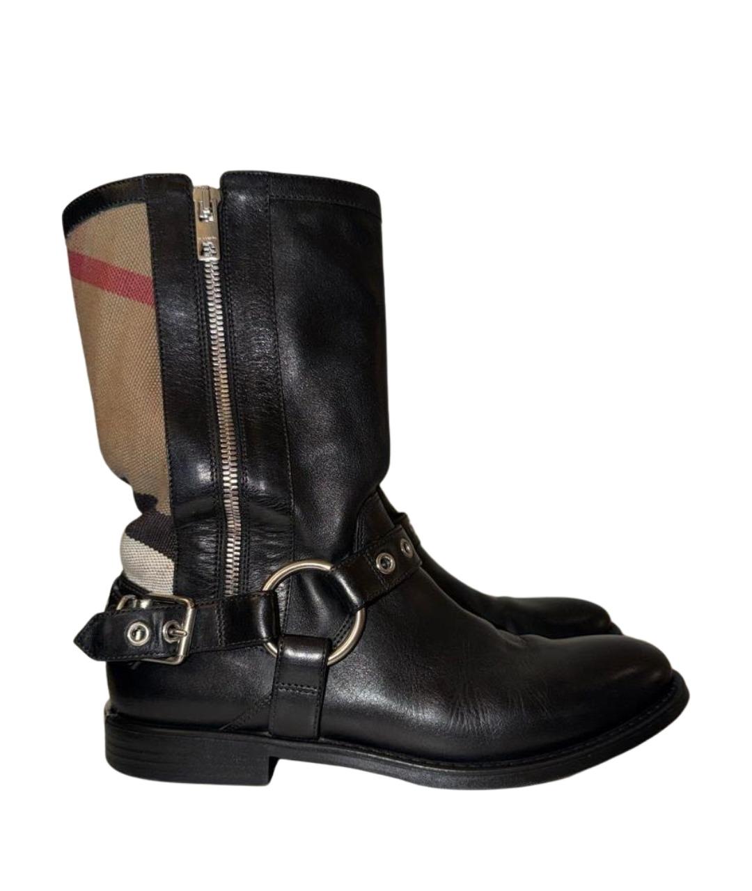 BURBERRY Черные кожаные ботинки, фото 1