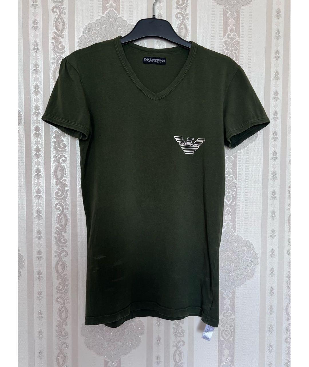 EMPORIO ARMANI Хаки футболка, фото 4