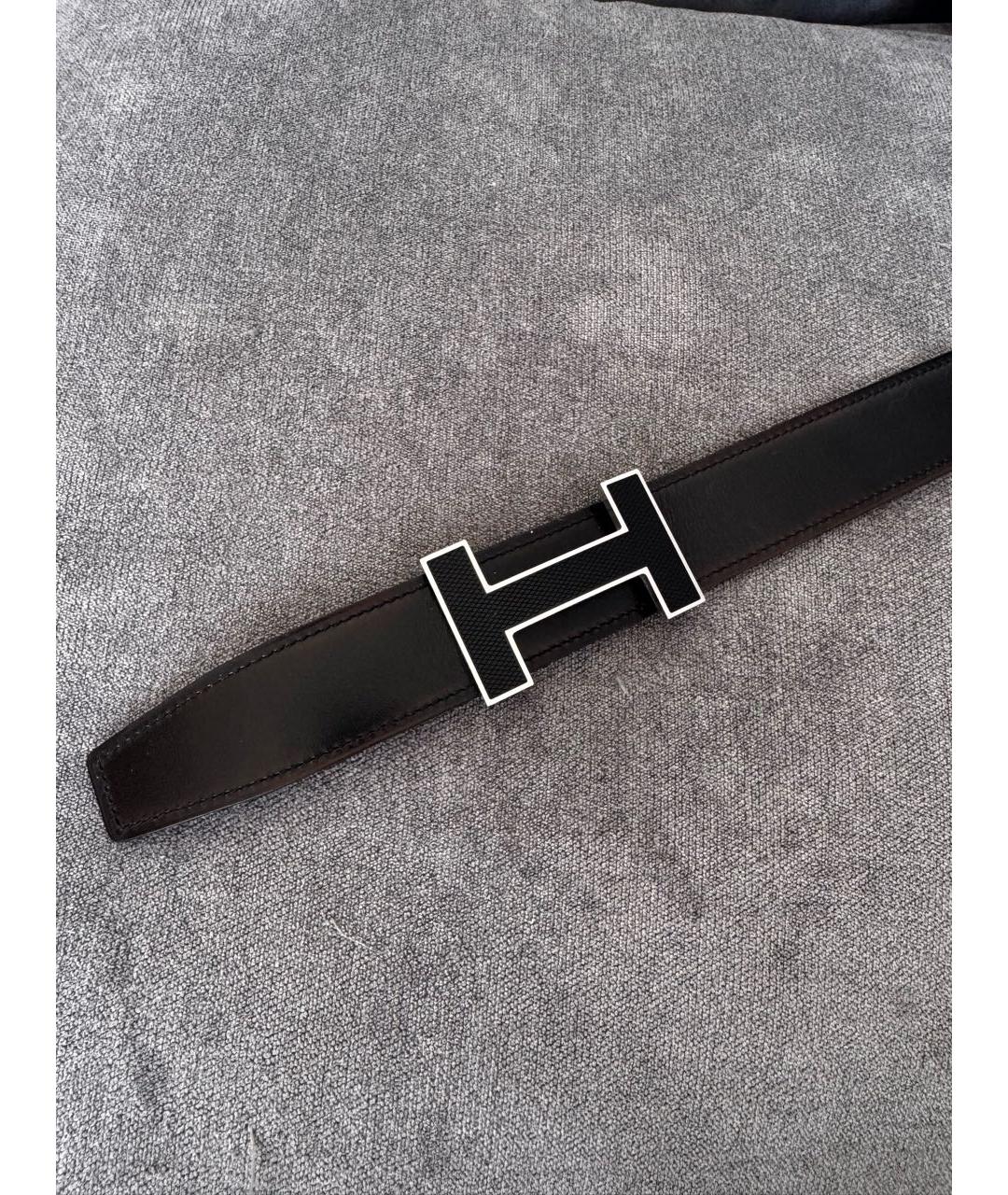 HERMES Черный кожаный ремень, фото 2