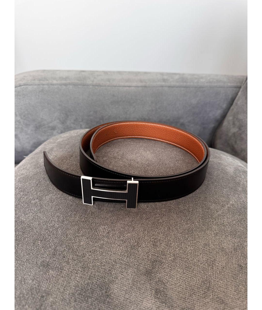 HERMES Черный кожаный ремень, фото 4