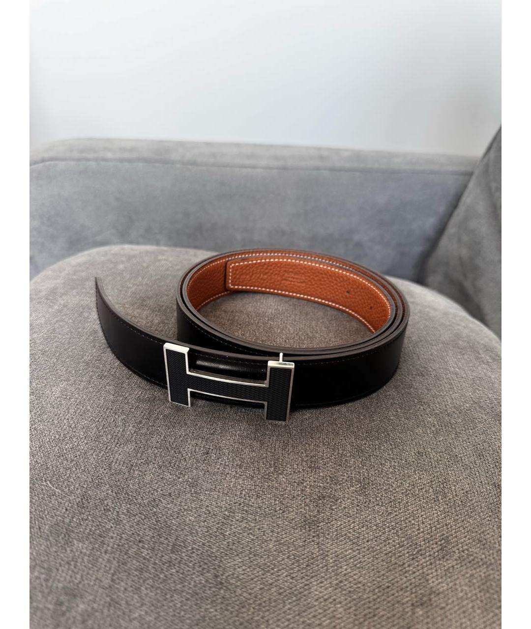 HERMES Черный кожаный ремень, фото 5
